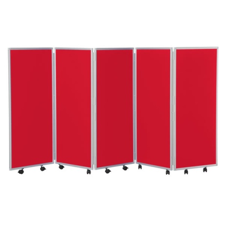 5 Panel Mobile Concertina Screen with Woolmix Fabric - Aluminium Frame